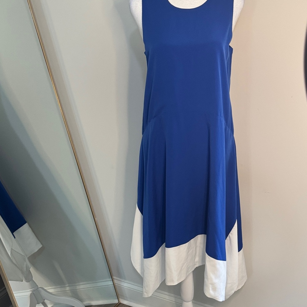 1. State Royal Blue and White Sleeveless Midi Dress